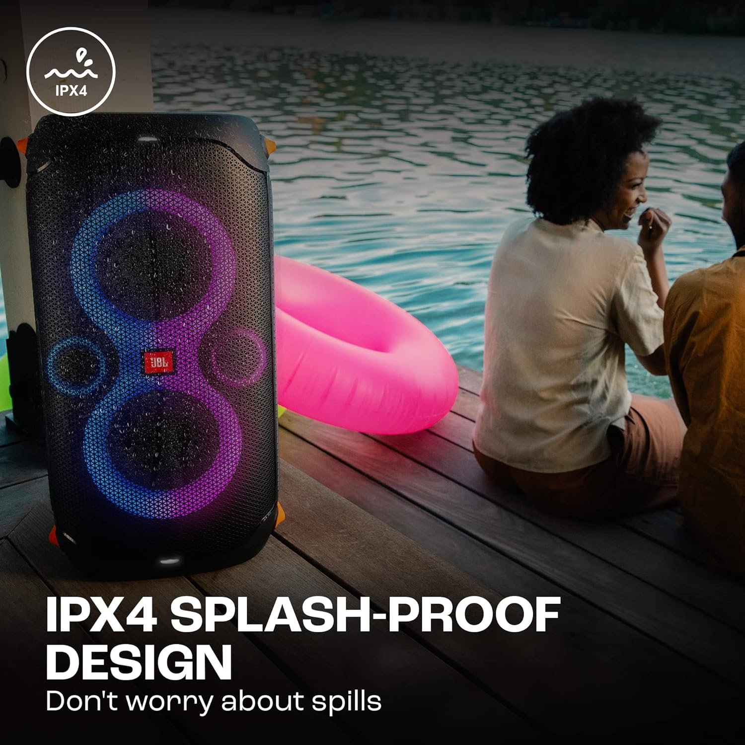JBL Partybox 110, Wireless Bluetooth Party Speaker, 160W Monstrous Pro Sound, Dynamic Light Show, Upto 12Hrs Playtime, Built-in Powerbank, Guitar &amp; Mic Input, PartyBox App, Splashproof (Black) - View 7