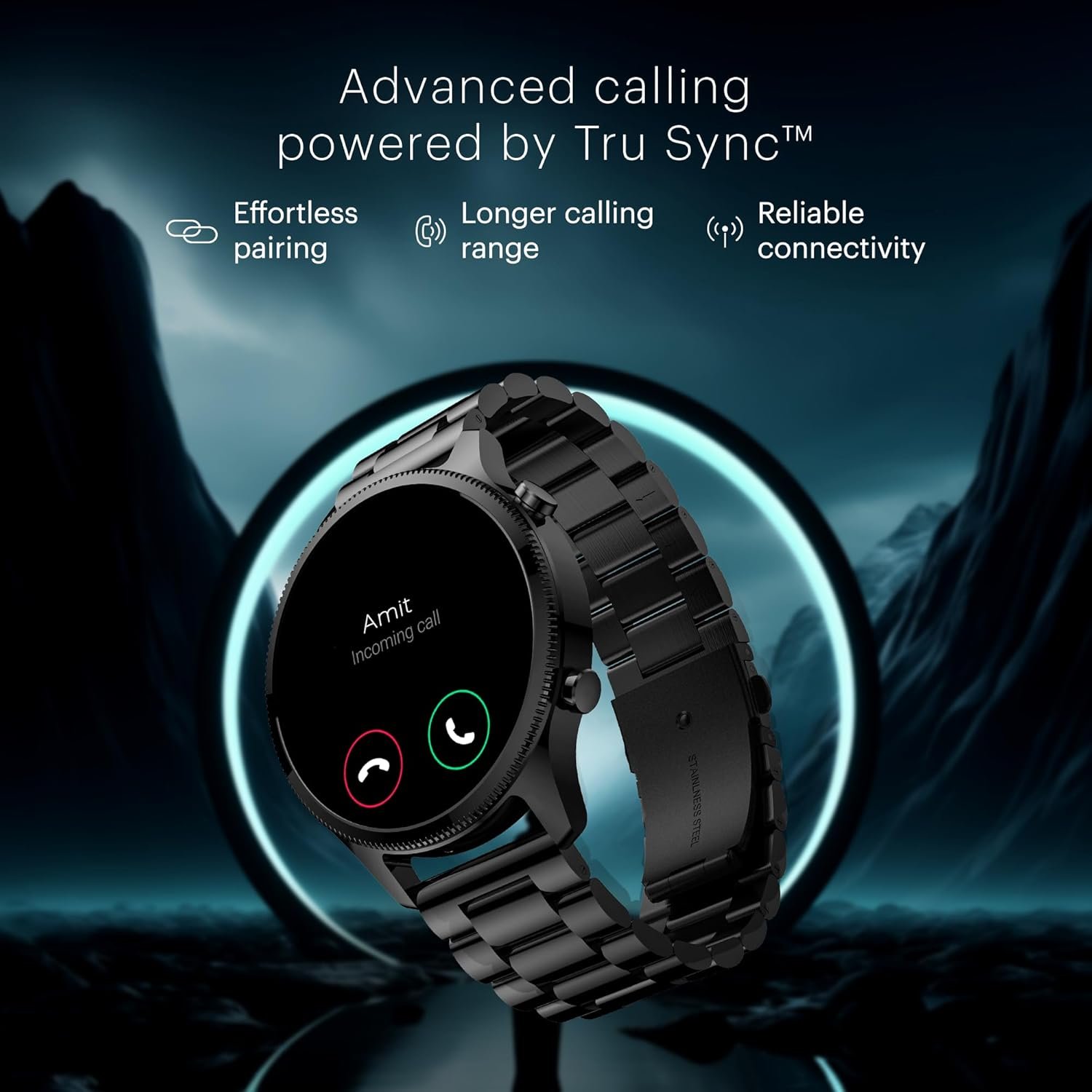Noise Halo Plus 1.46&quot; Super AMOLED Display Elite Smart Watch, Bluetooth Calling, Stainless Steel Build, Always on Display, Upto 7 Days Battery (Elite Black) - View 3