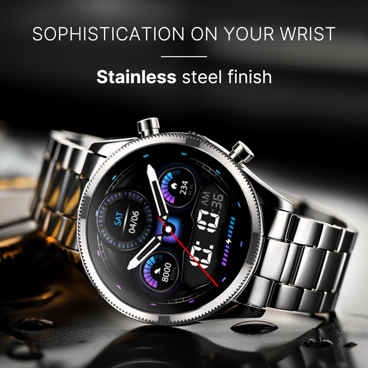 Noise Halo Plus 1.46&quot; Super AMOLED Display Elite Smart Watch, Bluetooth Calling, Stainless Steel Build, Always on Display, Upto 7 Days Battery (Elite Black) - View 6