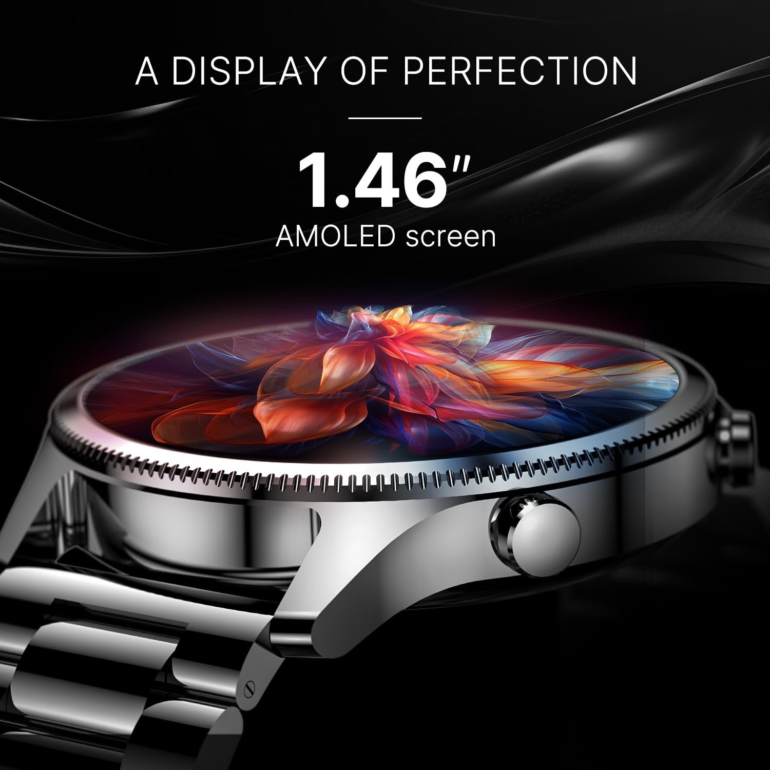 Noise Halo Plus 1.46&quot; Super AMOLED Display Elite Smart Watch, Bluetooth Calling, Stainless Steel Build, Always on Display, Upto 7 Days Battery (Elite Black) - View 5