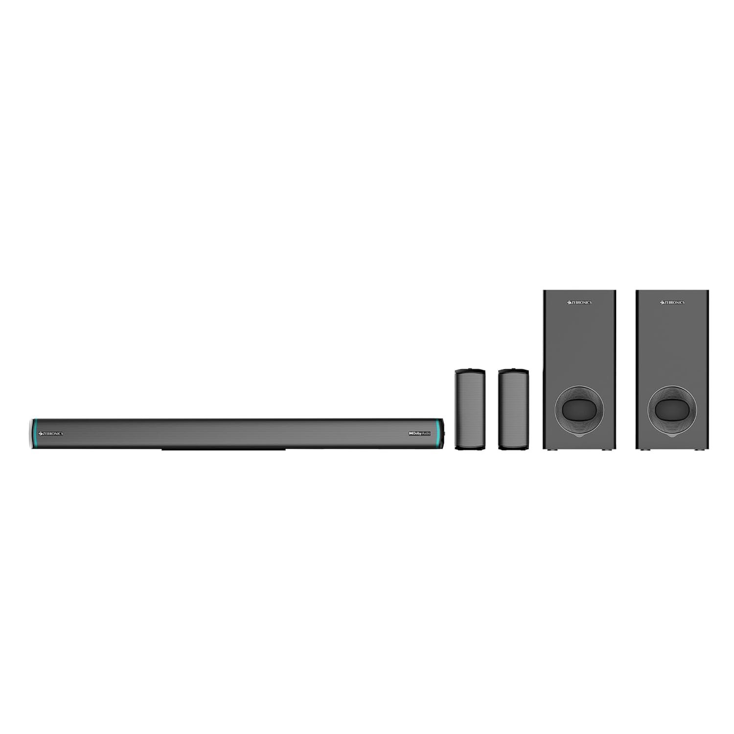 ZEBRONICS Juke bar 9550 pro 5.2 Soundbar (625 Watts), Dolby Audio, Dual Wireless Subwoofer &amp; Satellite, BT v5.3, HDMI ARC, Optical, Powerful Bass, RGB LED Lights, Wall Mountable - View 4