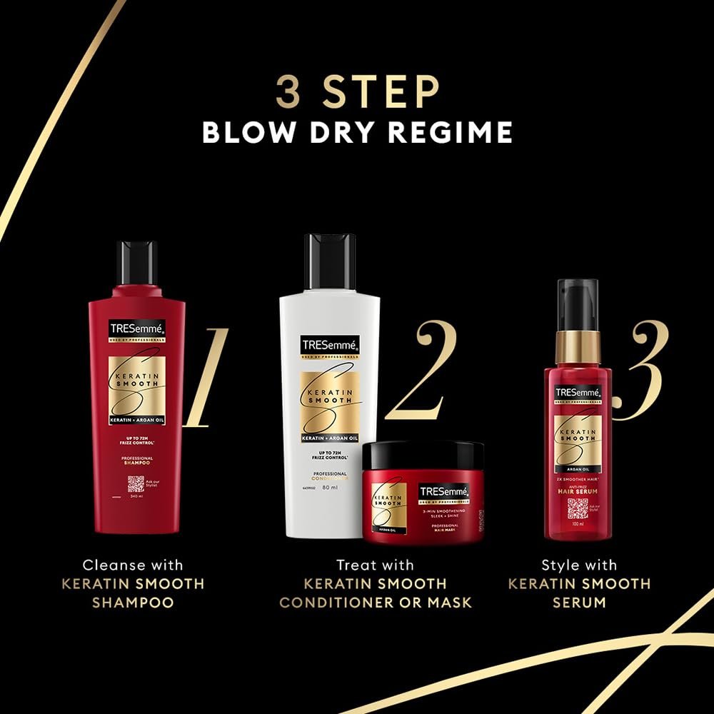 1000 ML TRESemme Keratin Smooth Shampoo With Keratin Protein and Argan Oil | Salon-Like Smooth Hair | Up To 72H Frizz Control - View 5