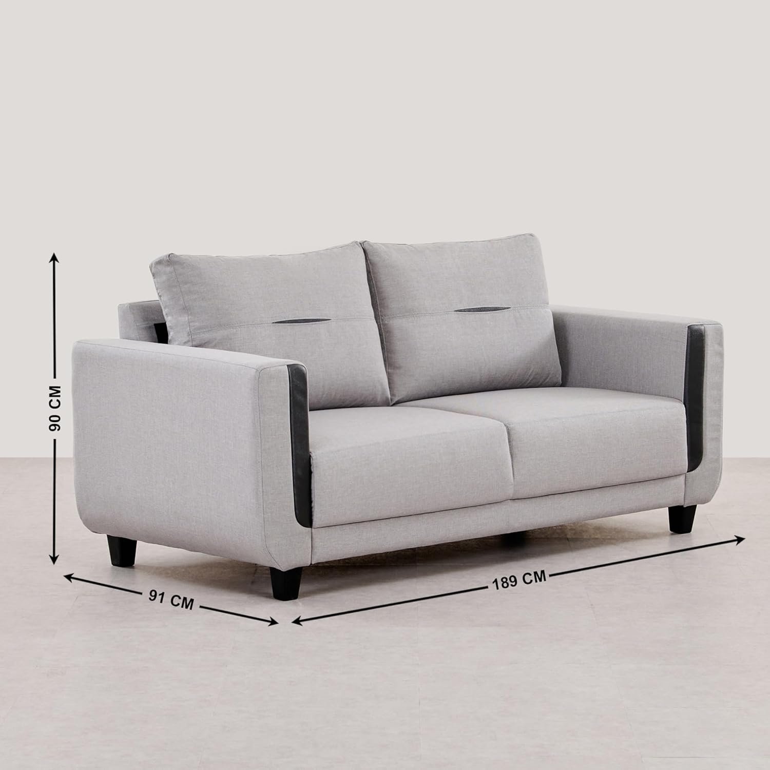 Home Centre 3 Seater Berry Fabric Sofa|Fabric Sofa for Living Room|(Grey)|2 Year Warranty - View 2