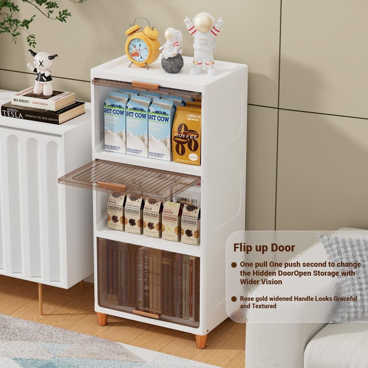 JD FRESH 4 Tier Foldable Plastic Rack for Storage/Kitchen Cupboard/Versatile and Sturdy Wardrobe for Clothes/Multipurpose Storage Organizer/Closet for Bedroom/Living Room/Laundry Room (Transparent) - View 4